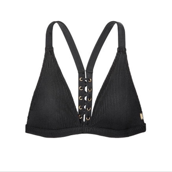 VS PINK black ribbed lace up bikini NWT - Picture 10 of 11